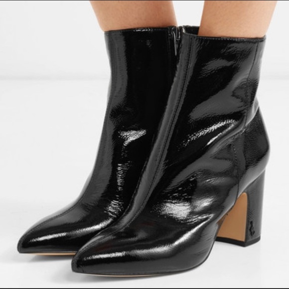 Sam Edelman Hilty 2 Black Patent Ankle Bootie Sz 9 - Picture 3 of 16